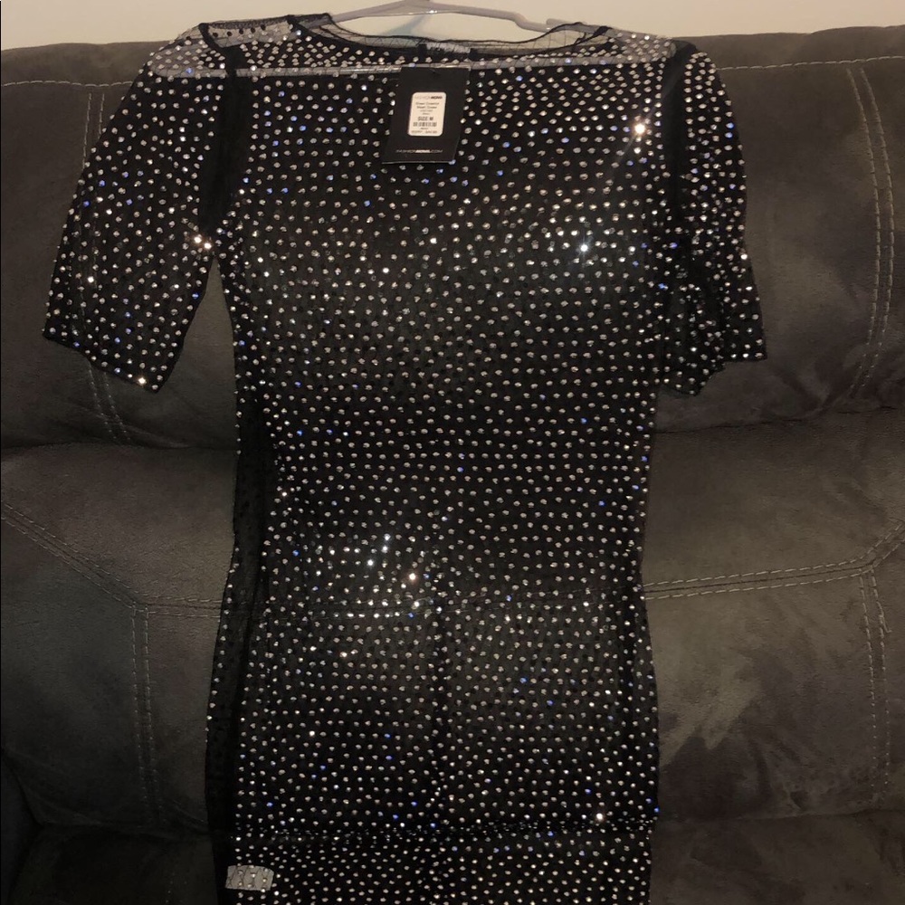 Mesh sparkle mini dress